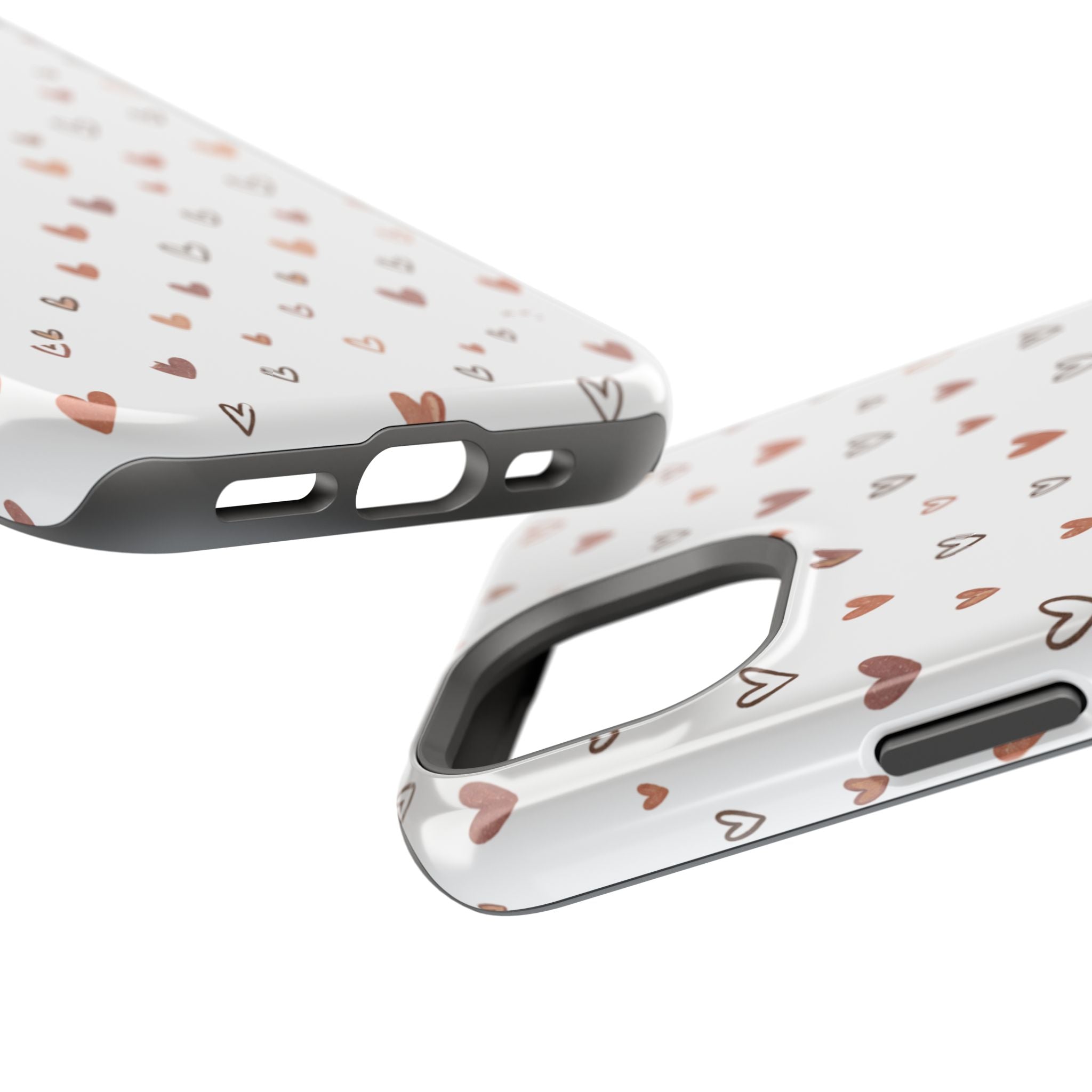 Heart Doodle Impact-Resistant Phone Case — Cute Neutral Tiny Hearts Design