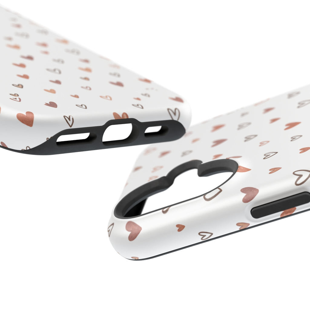 Heart Doodle Impact-Resistant Phone Case — Cute Neutral Tiny Hearts Design