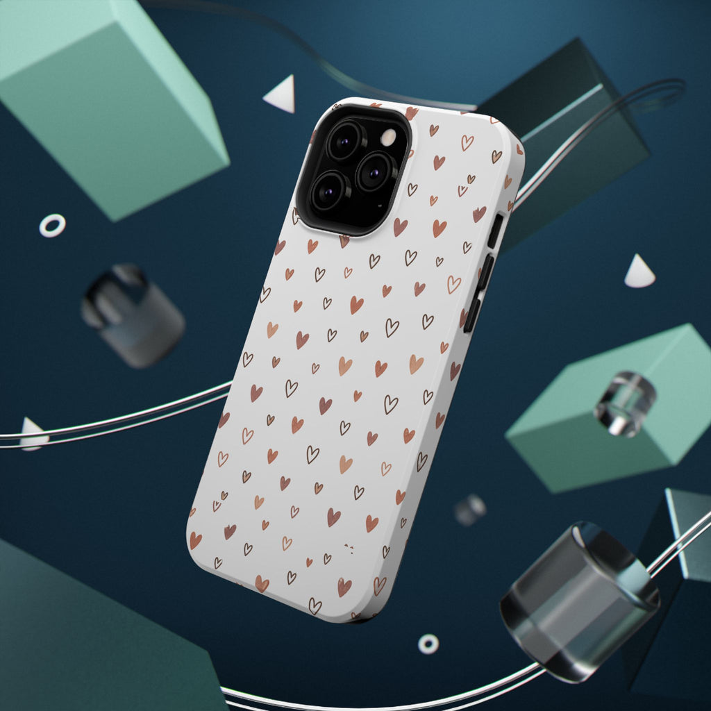 Heart Doodle Impact-Resistant Phone Case — Cute Neutral Tiny Hearts Design