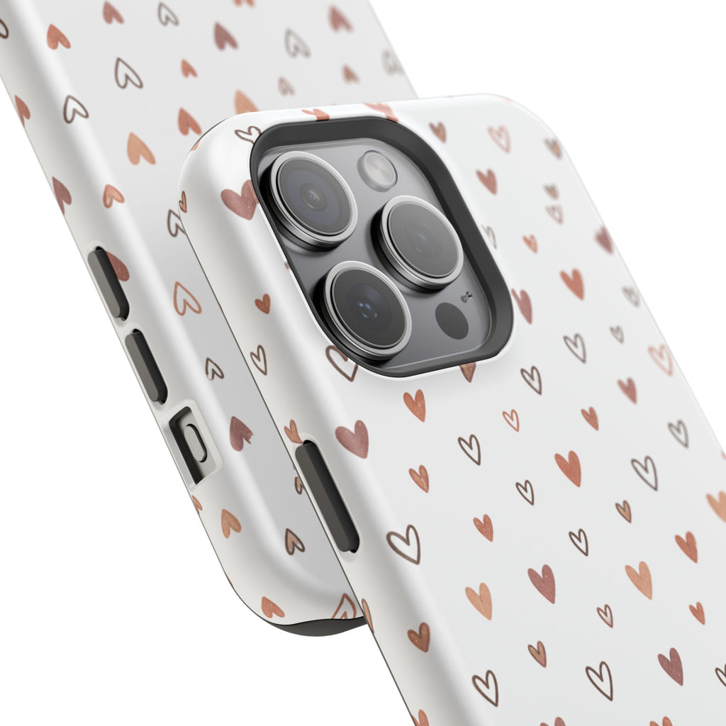 Heart Doodle Impact-Resistant Phone Case — Cute Neutral Tiny Hearts Design