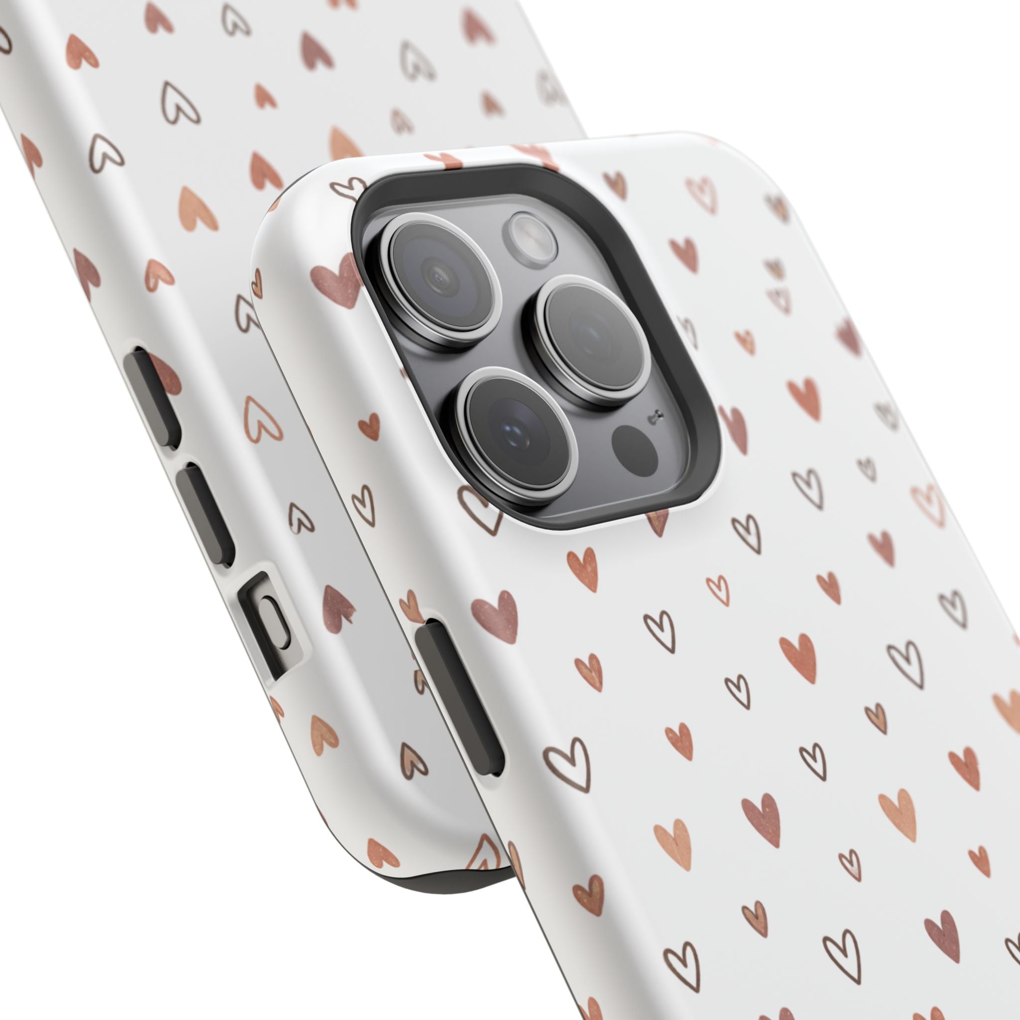 Heart Doodle Impact-Resistant Phone Case — Cute Neutral Tiny Hearts Design