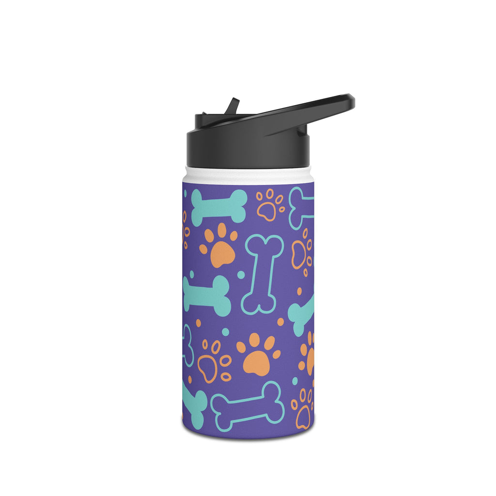 Dog Bone Paw Print Stainless Steel Water Bottle — Cute Pet Lover Insulated Bottle Printify