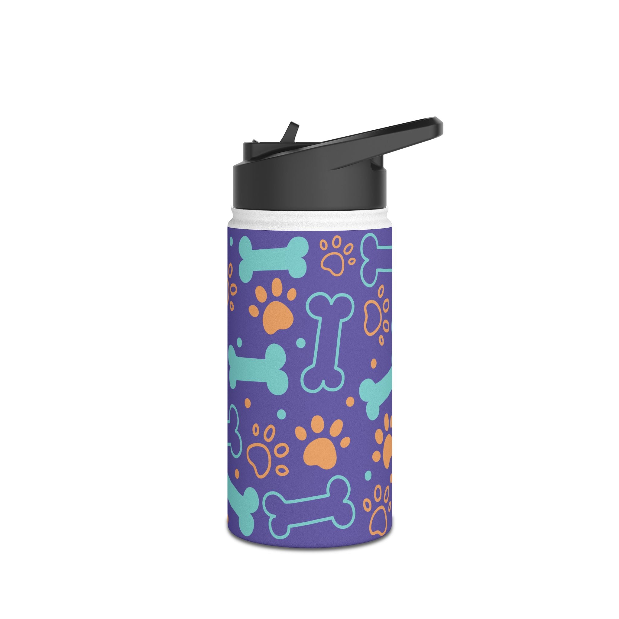 Dog Bone Paw Print Stainless Steel Water Bottle — Cute Pet Lover Insulated Bottle Printify