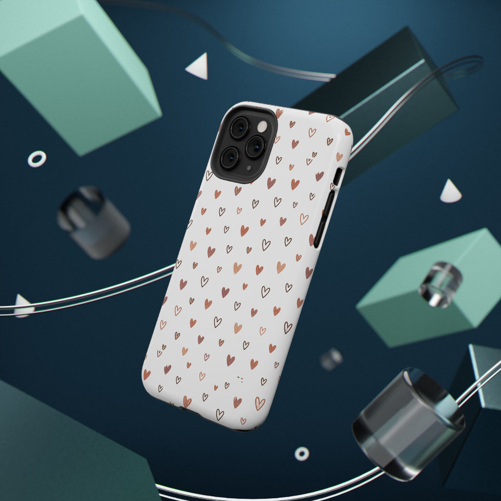 Heart Doodle Impact-Resistant Phone Case — Cute Neutral Tiny Hearts Design