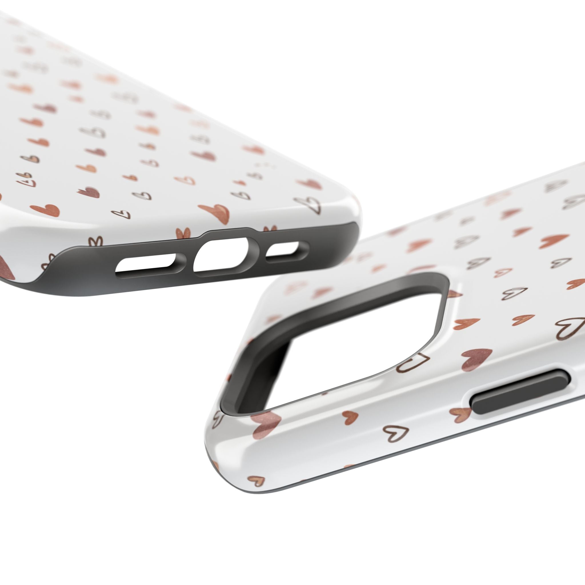 Heart Doodle Impact-Resistant Phone Case — Cute Neutral Tiny Hearts Design