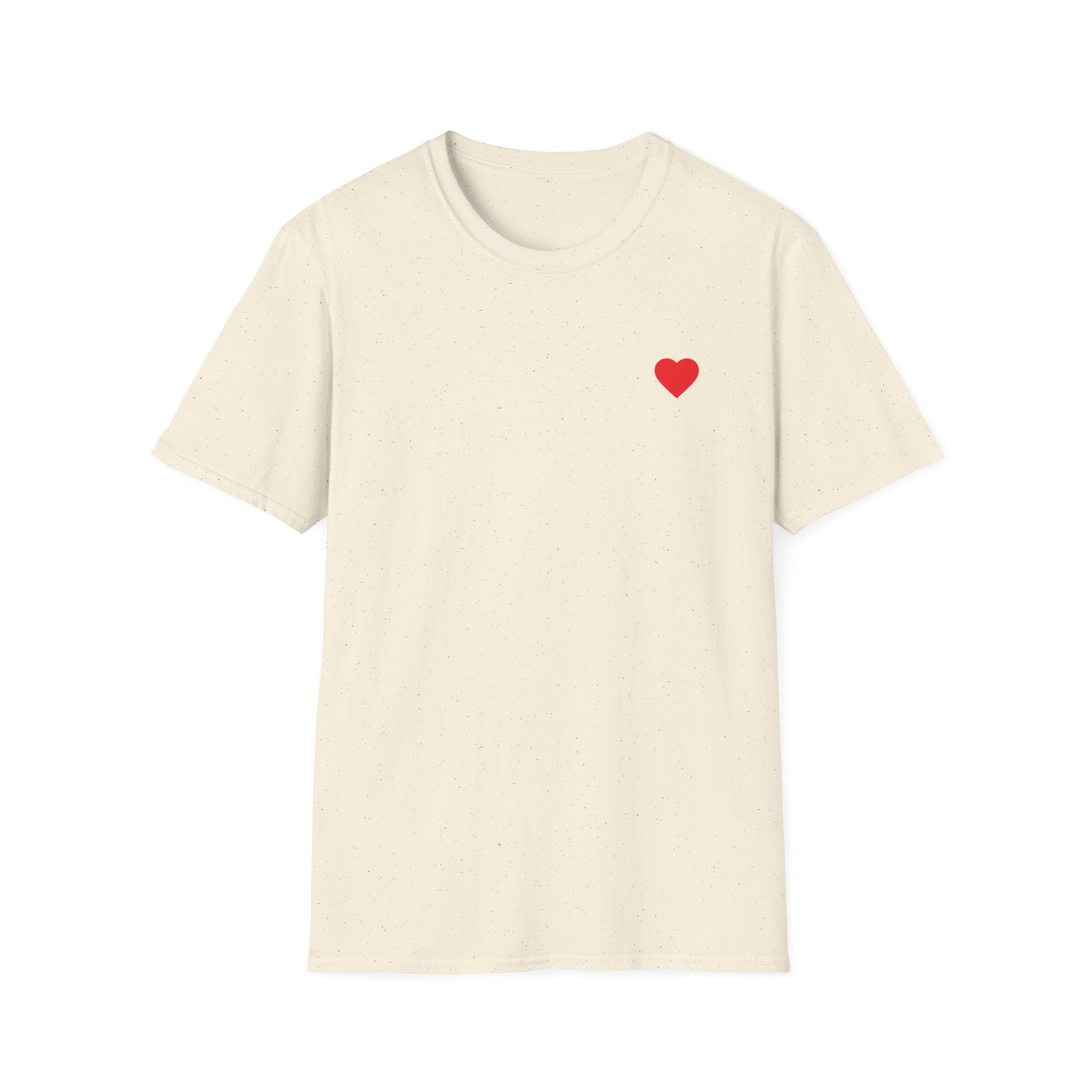 Minimal Red Heart Tee — Small Heart Chest Graphic T-Shirt