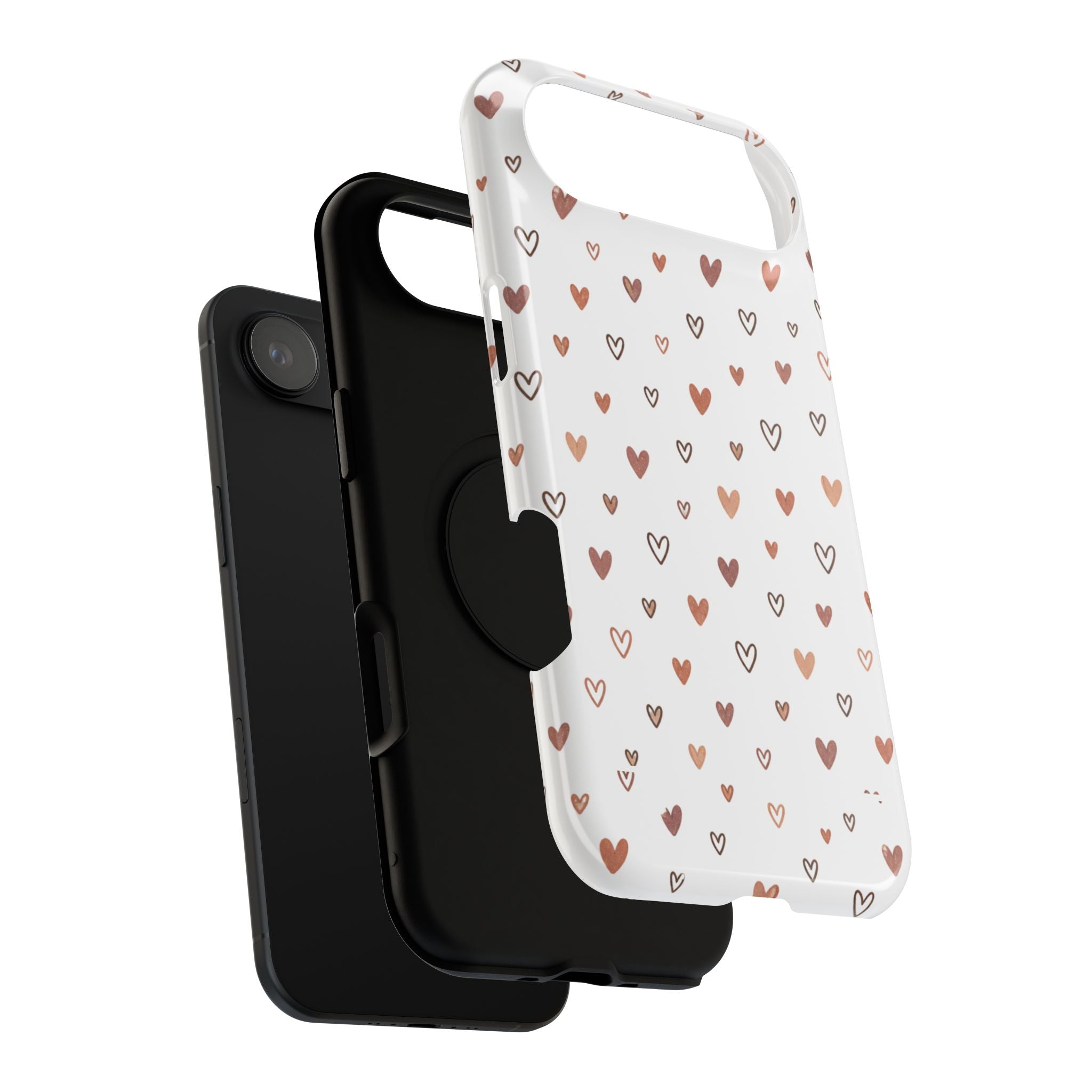 Heart Doodle Impact-Resistant Phone Case — Cute Neutral Tiny Hearts Design