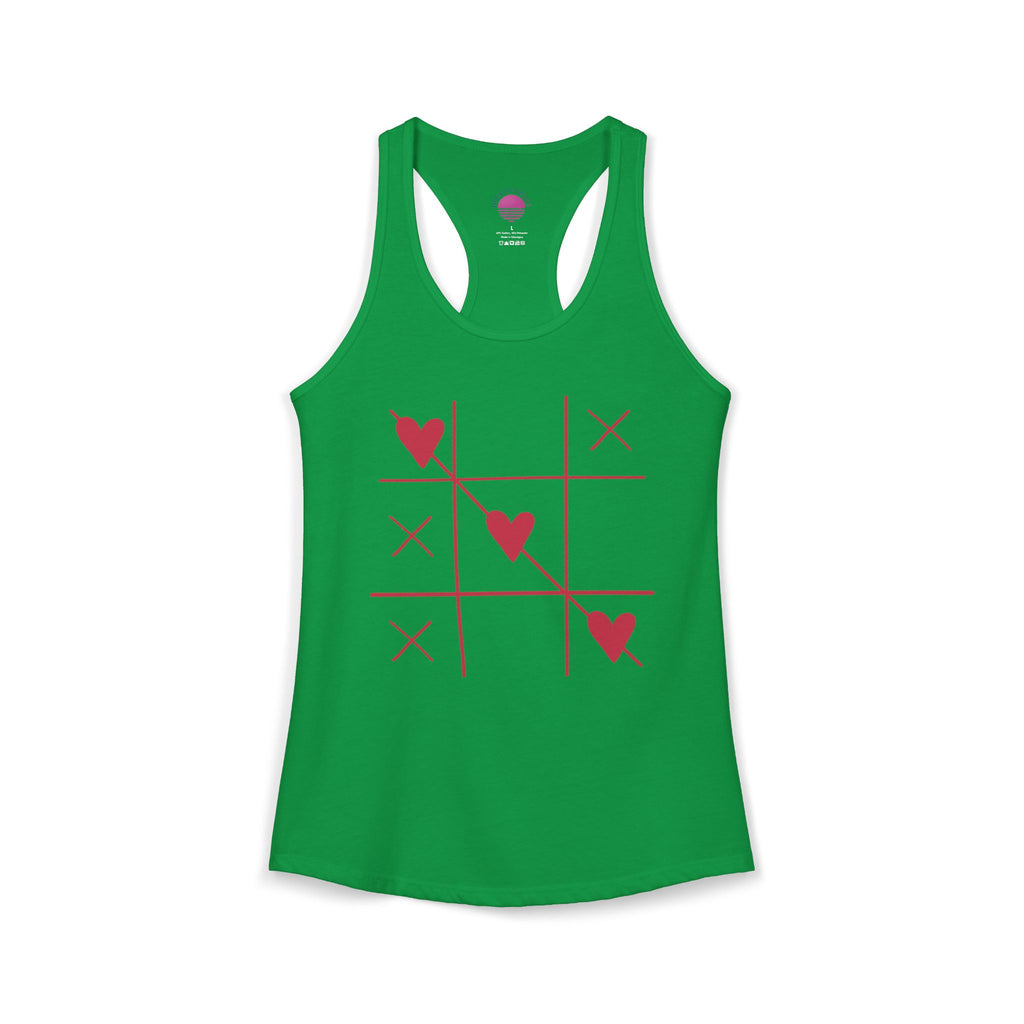 Heart Tic Tac Toe Women’s Racerback Tank — Cute Valentine’s Game Tee