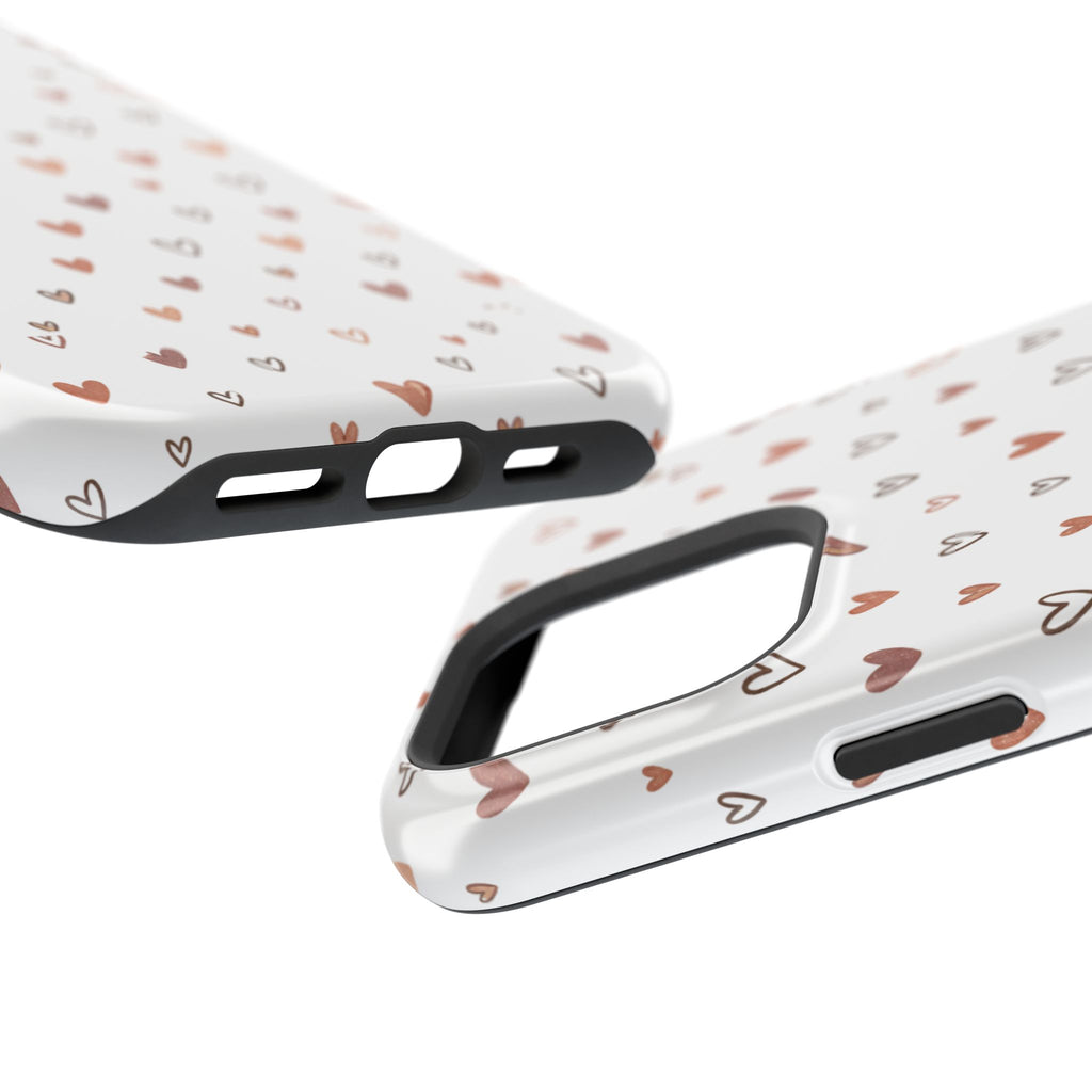 Heart Doodle Impact-Resistant Phone Case — Cute Neutral Tiny Hearts Design