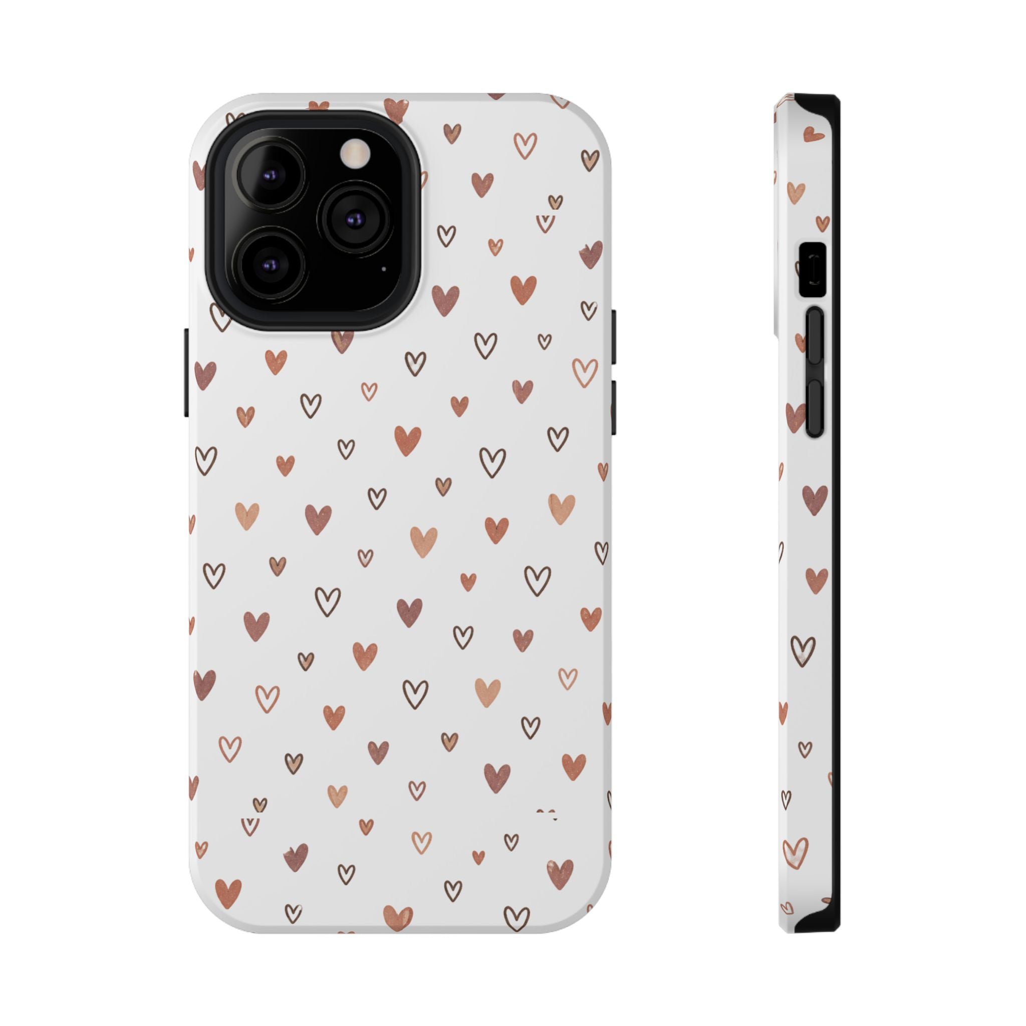 Heart Doodle Impact-Resistant Phone Case — Cute Neutral Tiny Hearts Design