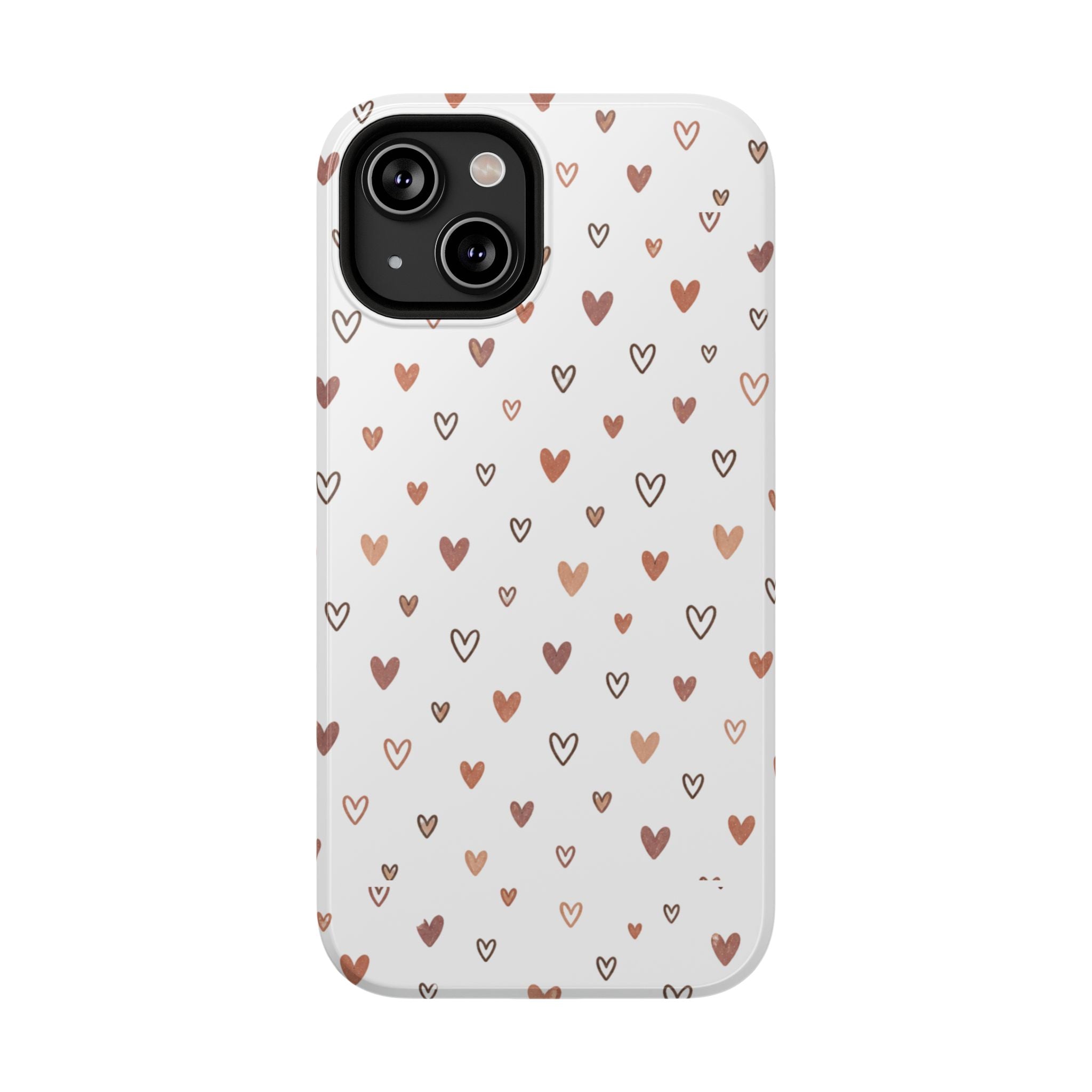 Heart Doodle Impact-Resistant Phone Case — Cute Neutral Tiny Hearts Design