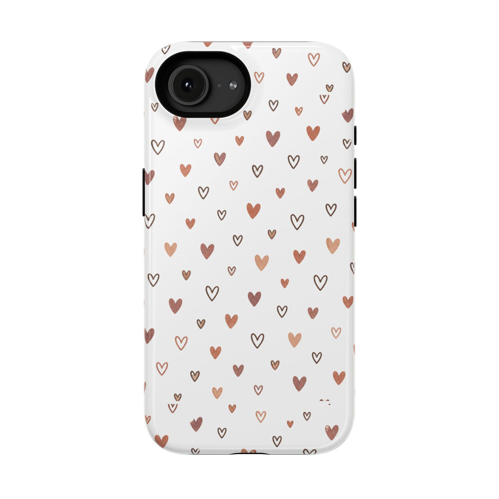 Heart Doodle Impact-Resistant Phone Case — Cute Neutral Tiny Hearts Design