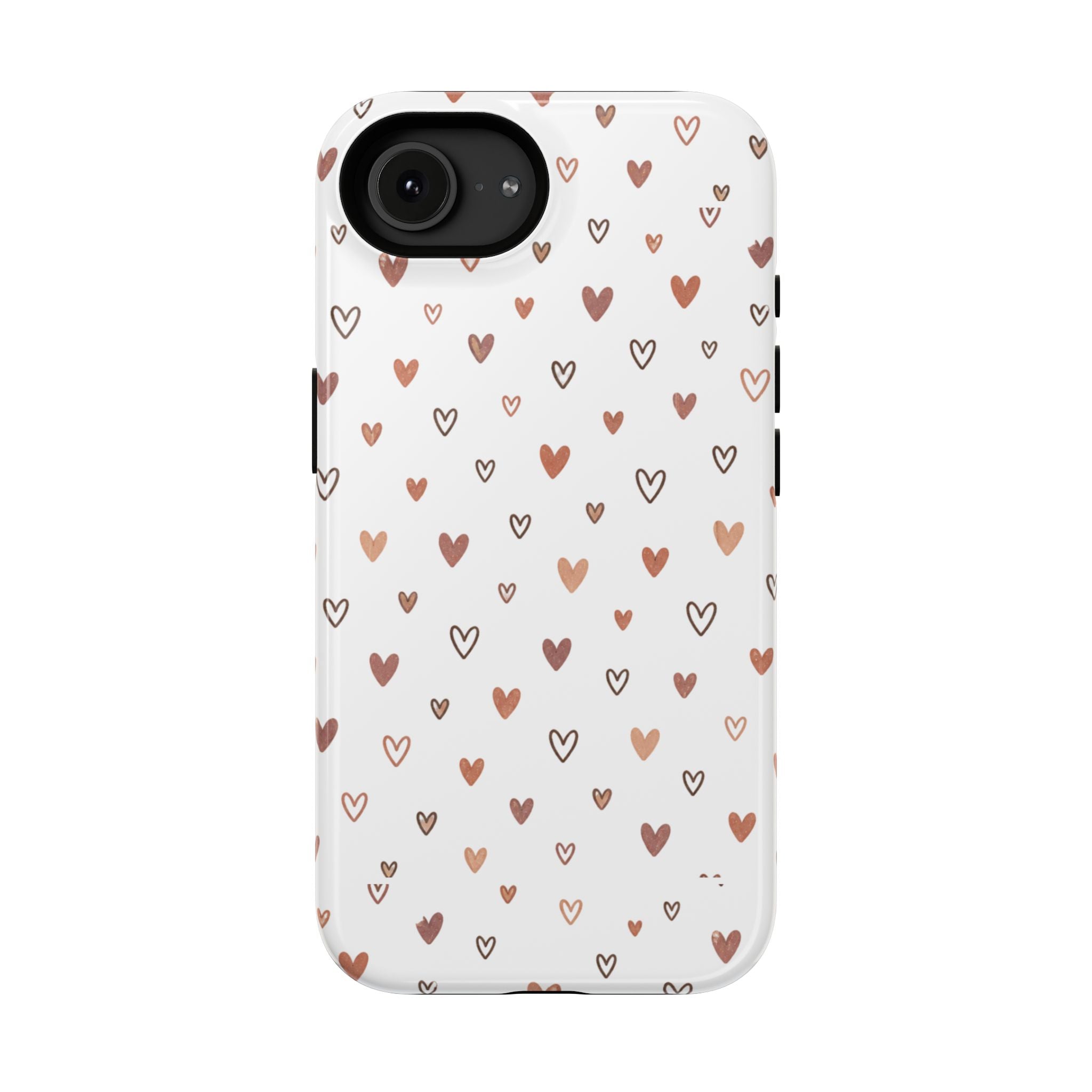 Heart Doodle Impact-Resistant Phone Case — Cute Neutral Tiny Hearts Design