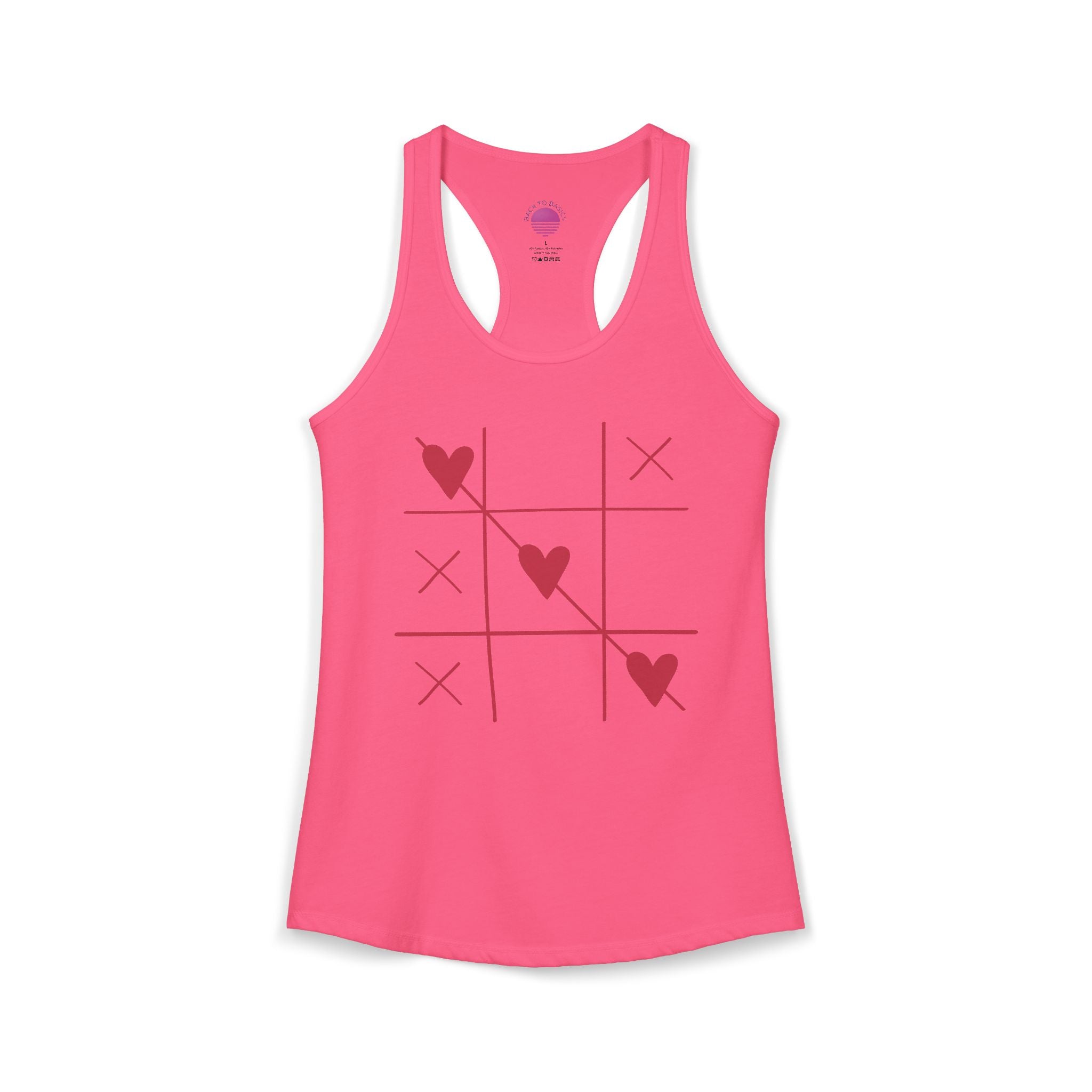 Heart Tic Tac Toe Women’s Racerback Tank — Cute Valentine’s Game Tee
