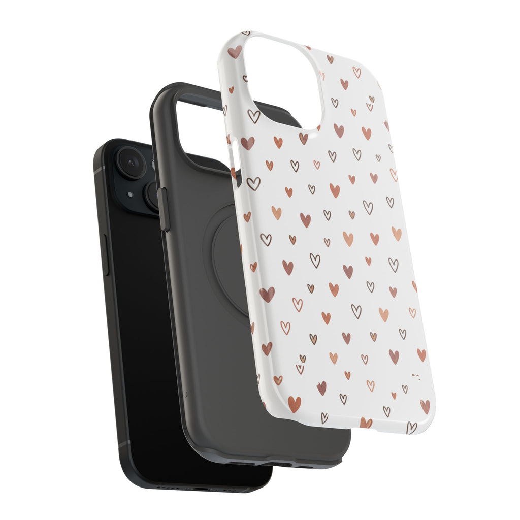 Heart Doodle Impact-Resistant Phone Case — Cute Neutral Tiny Hearts Design