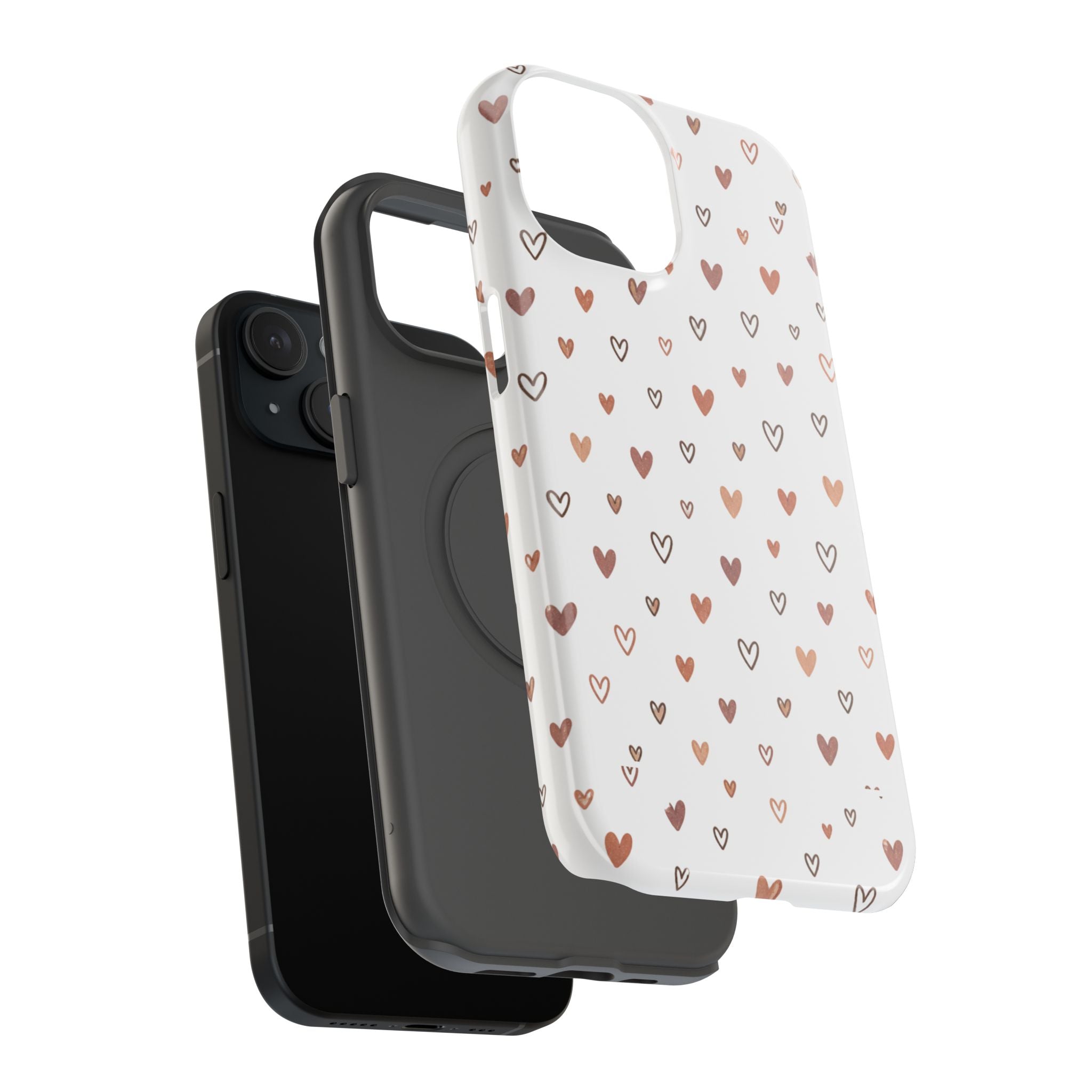 Heart Doodle Impact-Resistant Phone Case — Cute Neutral Tiny Hearts Design