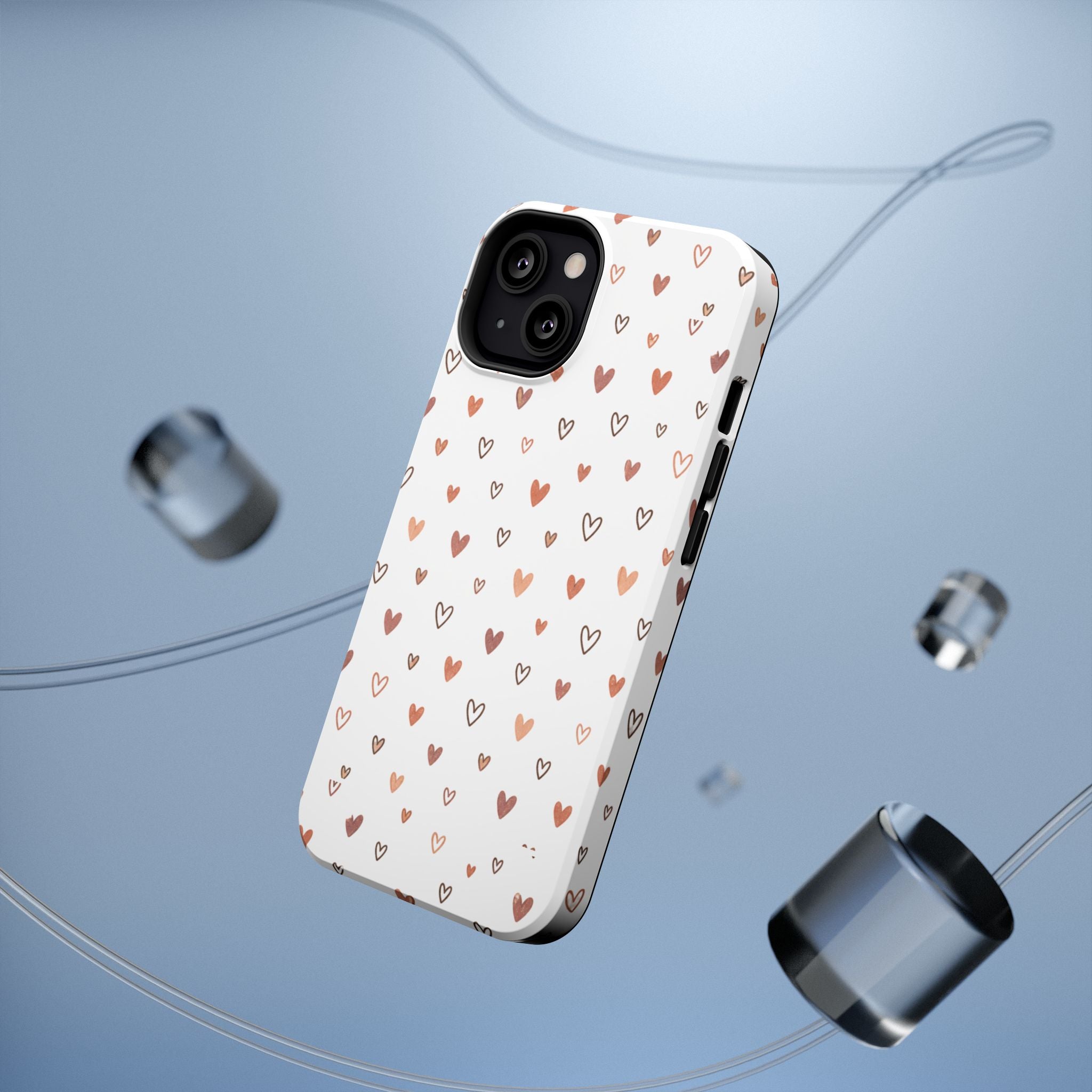 Heart Doodle Impact-Resistant Phone Case — Cute Neutral Tiny Hearts Design