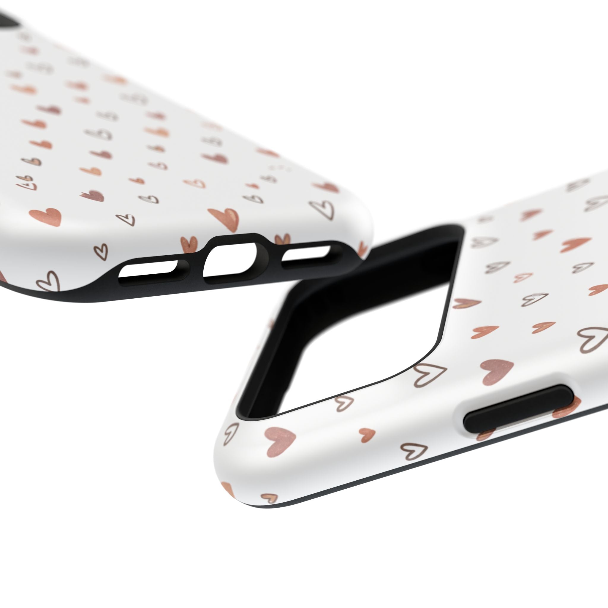 Heart Doodle Impact-Resistant Phone Case — Cute Neutral Tiny Hearts Design