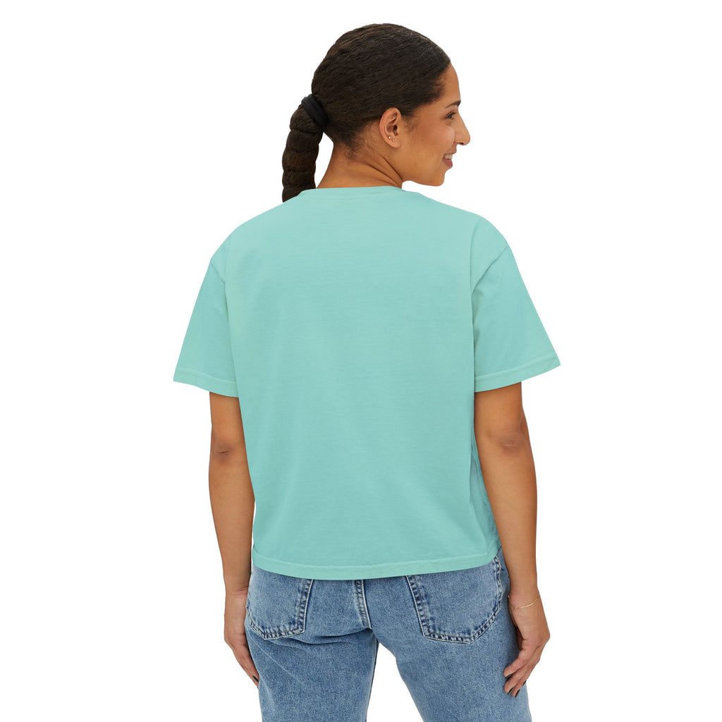 Cute Cosmic Cat Boxy Tee — Women's Graphic T-Shirt