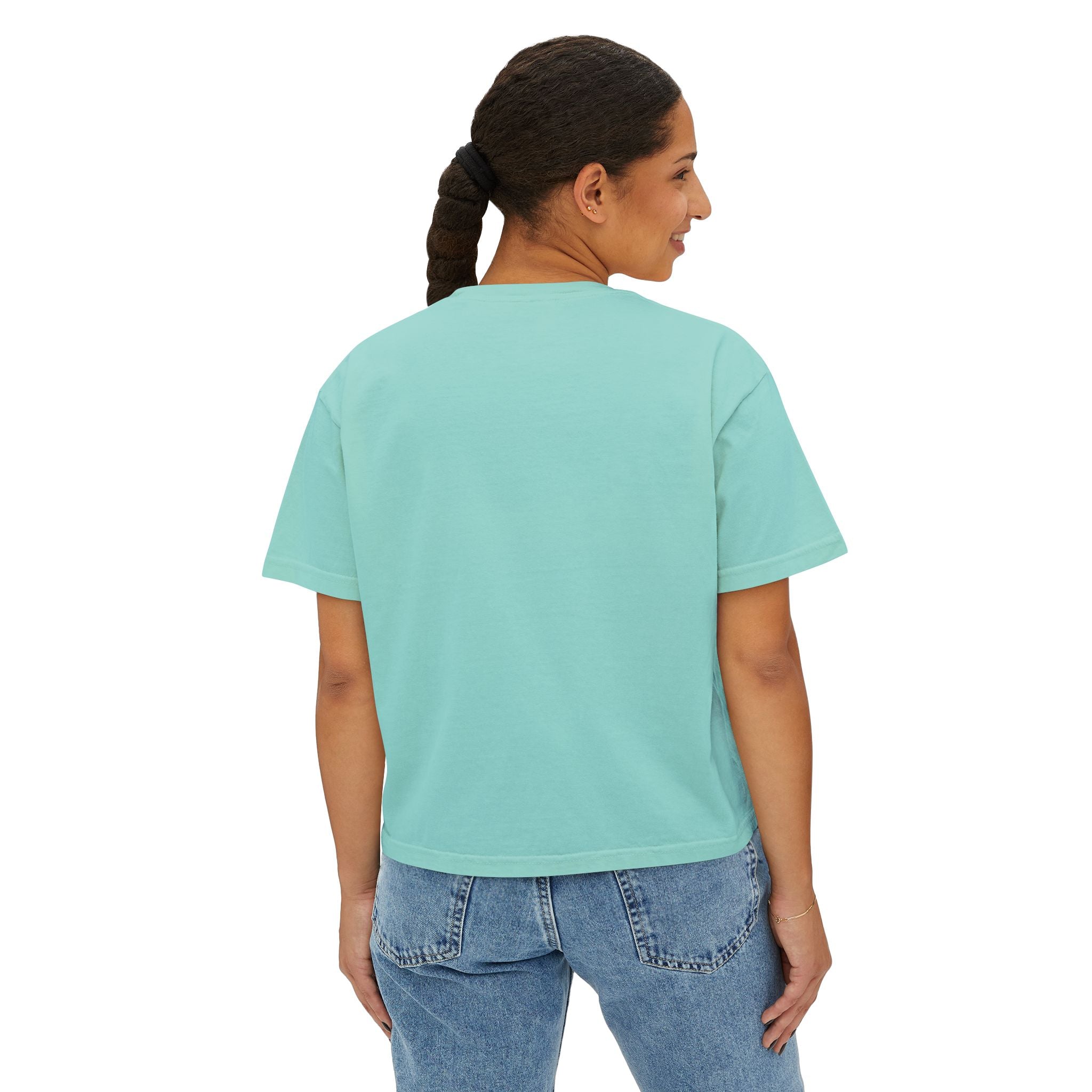 Cute Cosmic Cat Boxy Tee — Women's Graphic T-Shirt