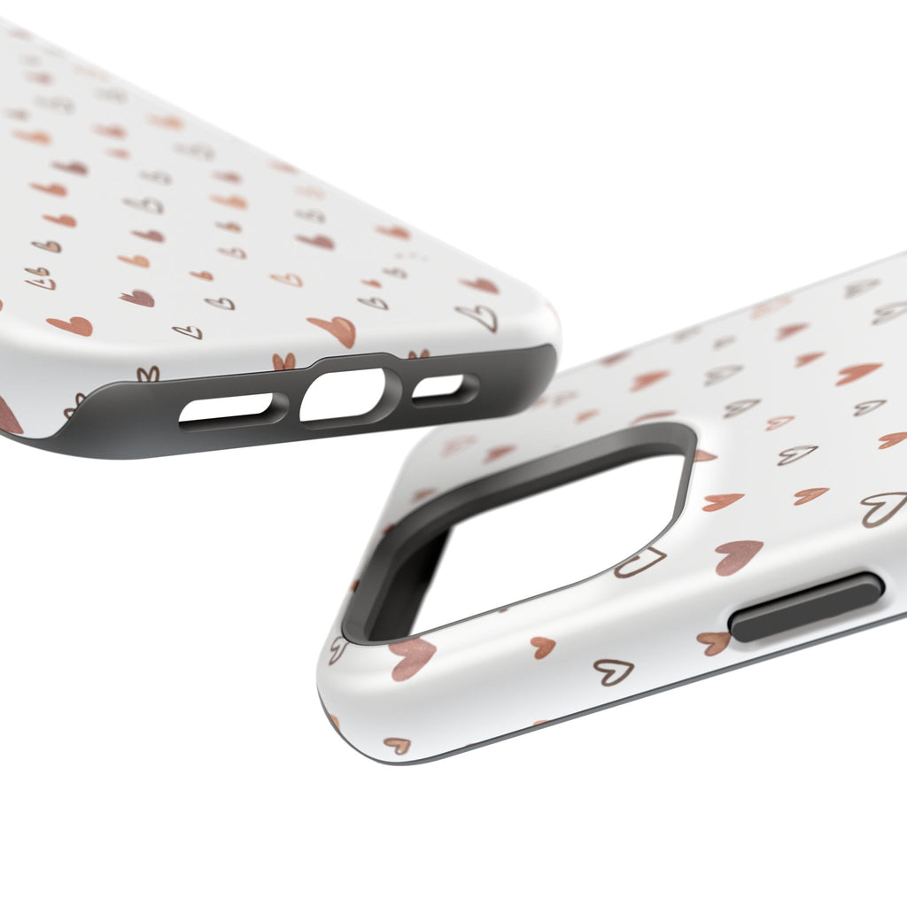 Heart Doodle Impact-Resistant Phone Case — Cute Neutral Tiny Hearts Design