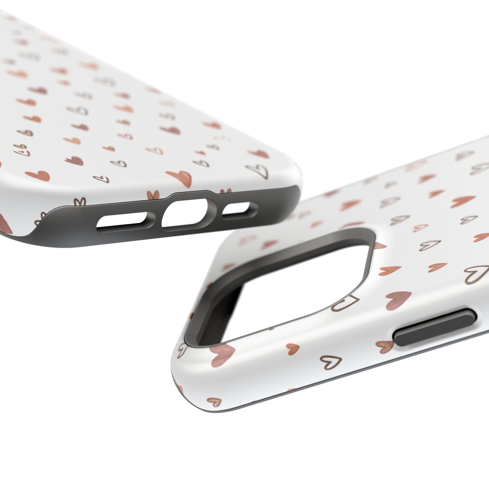 Heart Doodle Impact-Resistant Phone Case — Cute Neutral Tiny Hearts Design