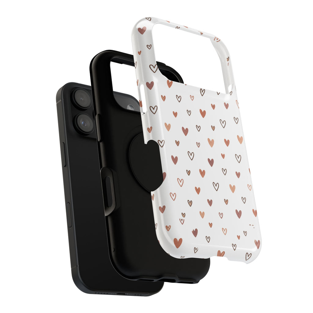 Heart Doodle Impact-Resistant Phone Case — Cute Neutral Tiny Hearts Design