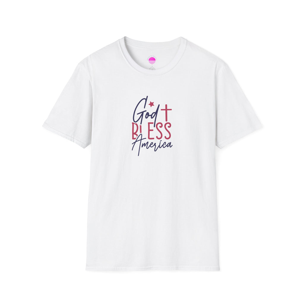 God Bless America Patriotic Christian T-Shirt with Cross