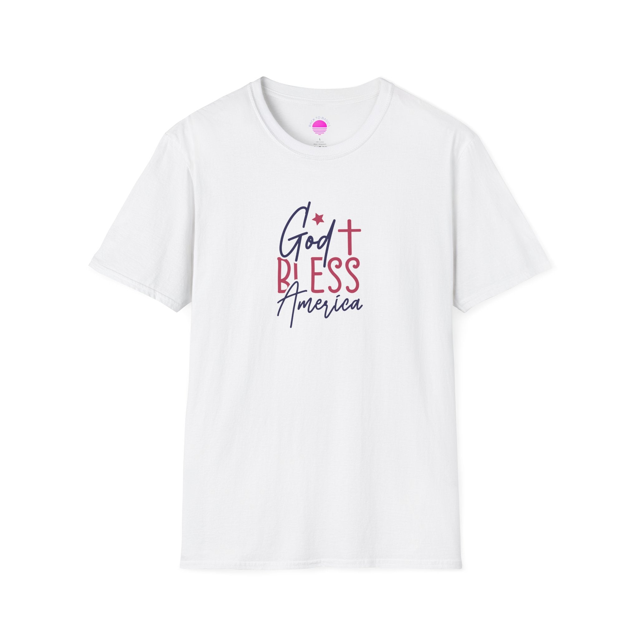 God Bless America Patriotic Christian T-Shirt with Cross