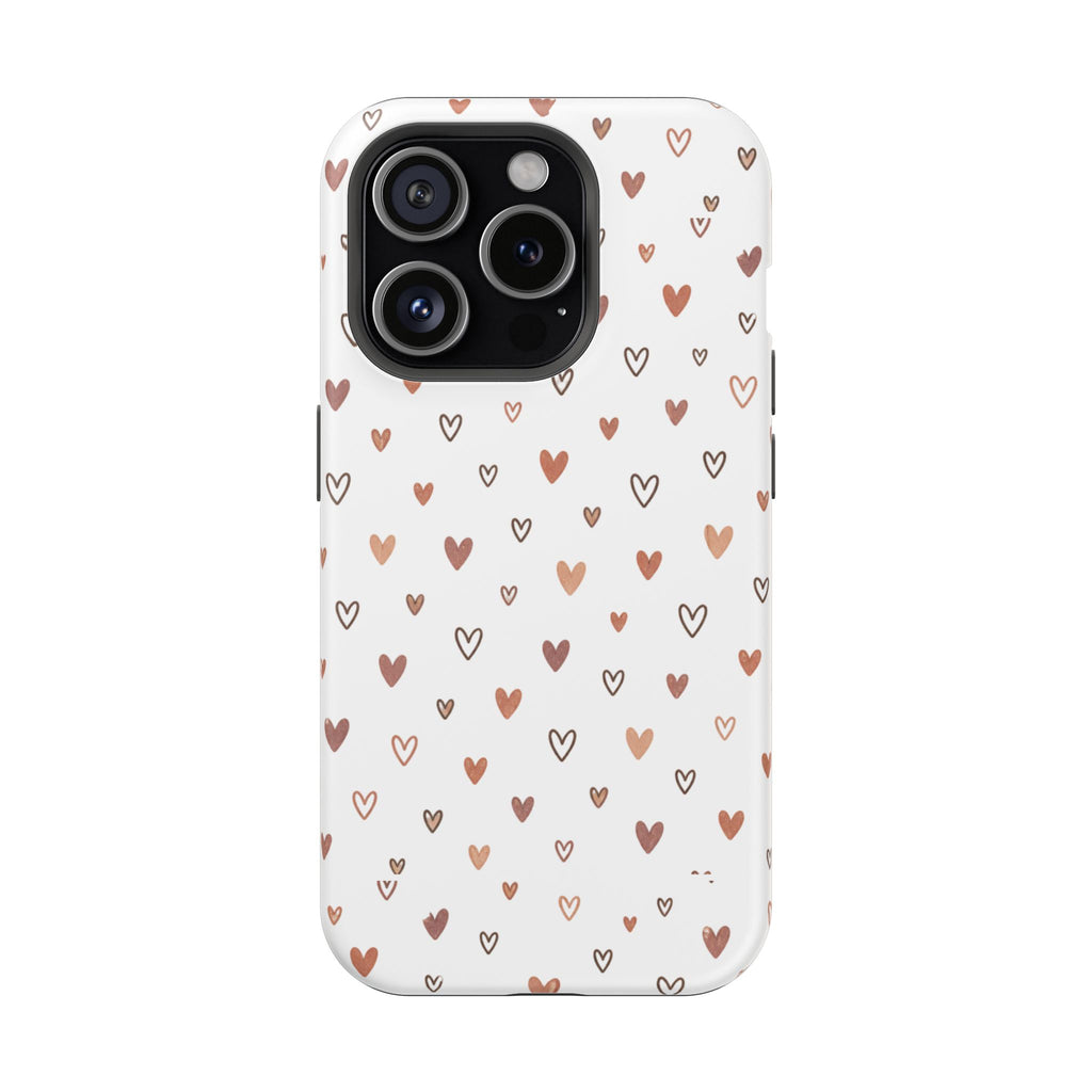 Heart Doodle Impact-Resistant Phone Case — Cute Neutral Tiny Hearts Design