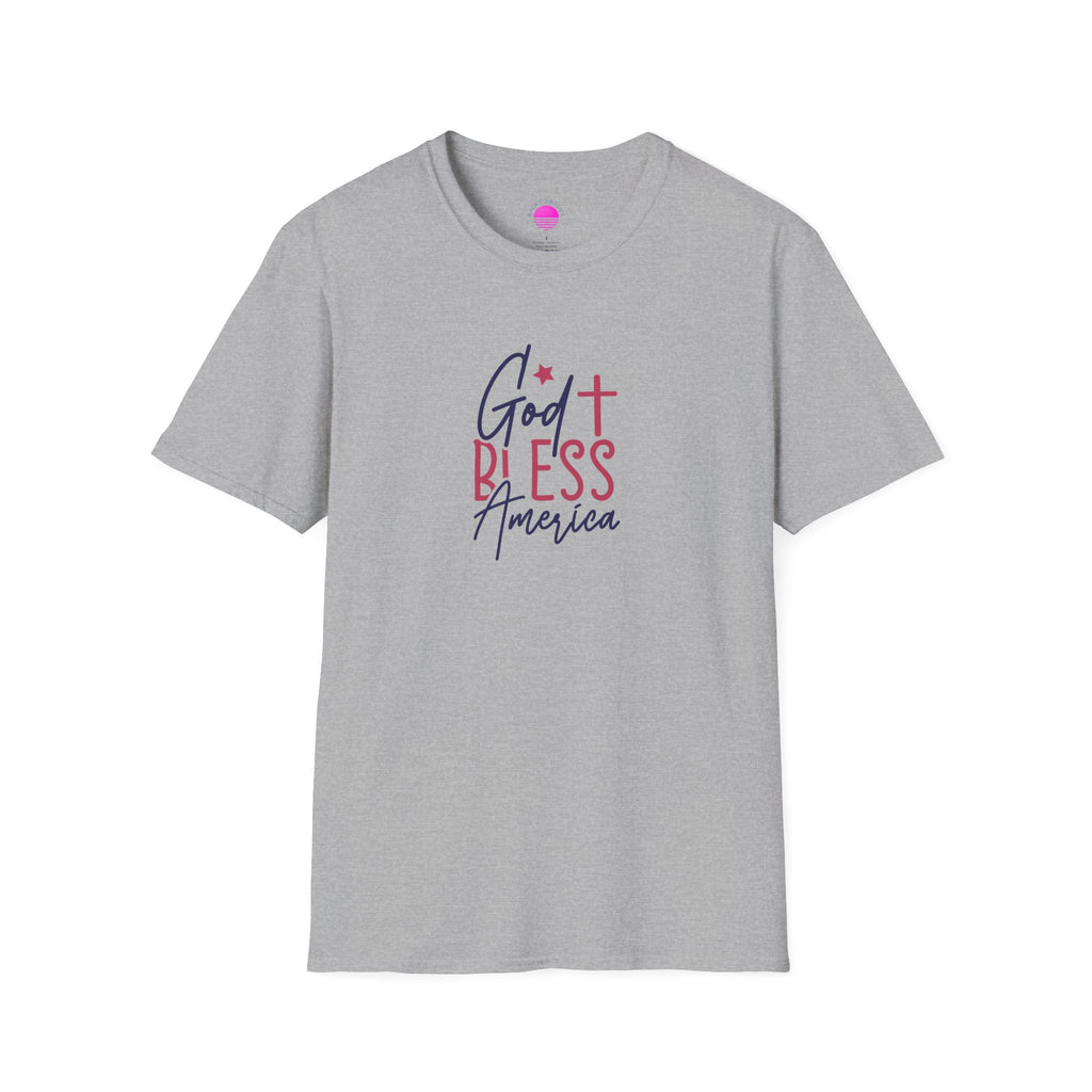 God Bless America Patriotic Christian T-Shirt with Cross