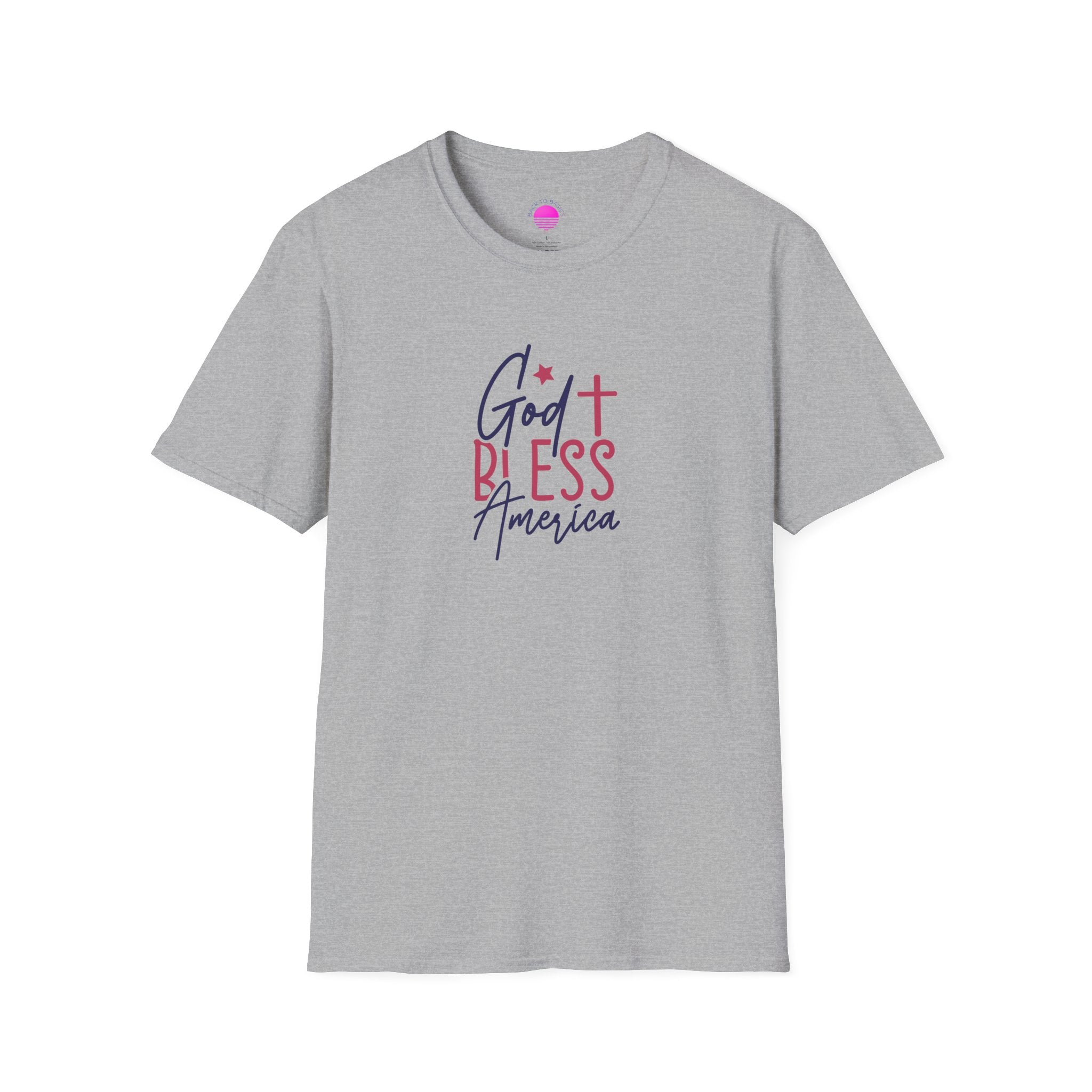 God Bless America Patriotic Christian T-Shirt with Cross