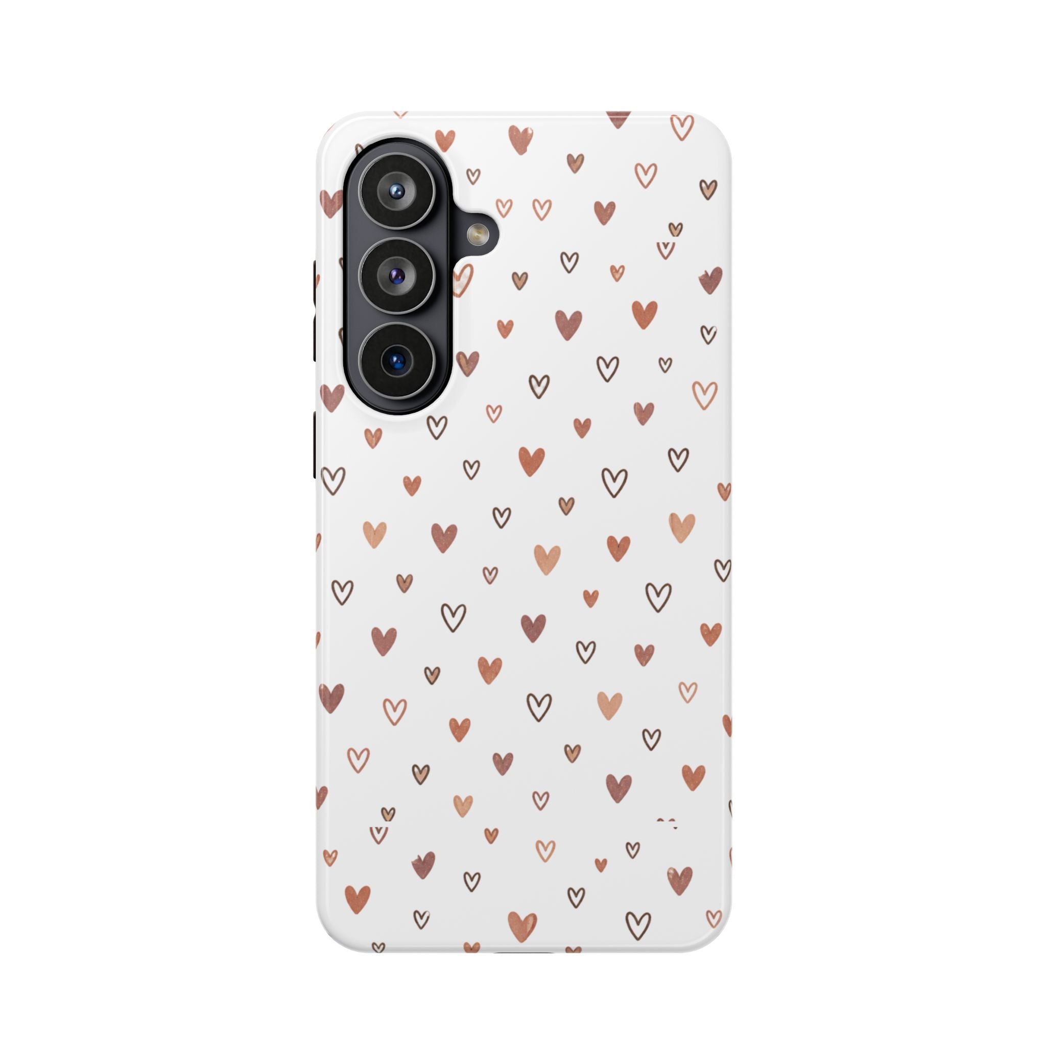 Heart Doodle Impact-Resistant Phone Case — Cute Neutral Tiny Hearts Design