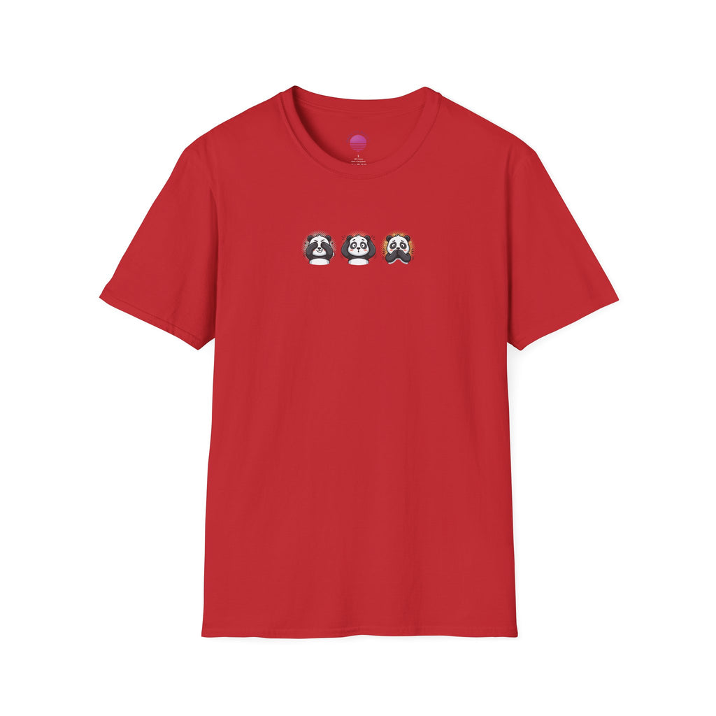 Panda Trio Graphic T-Shirt — Cute Cartoon Panda Faces Tee