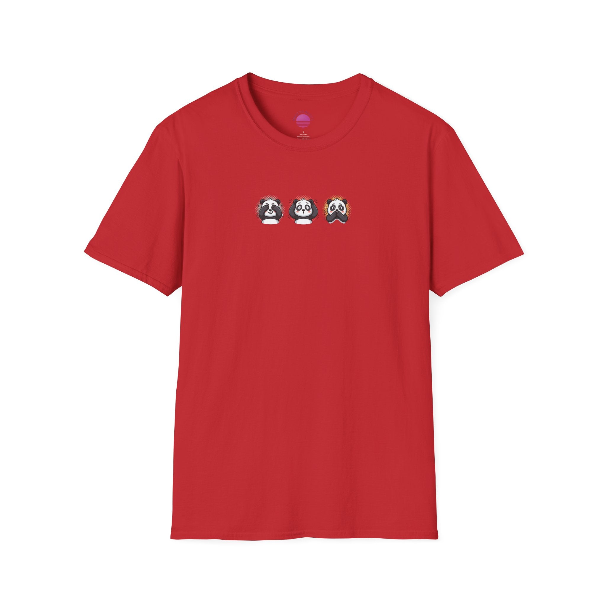 Panda Trio Graphic T-Shirt — Cute Cartoon Panda Faces Tee