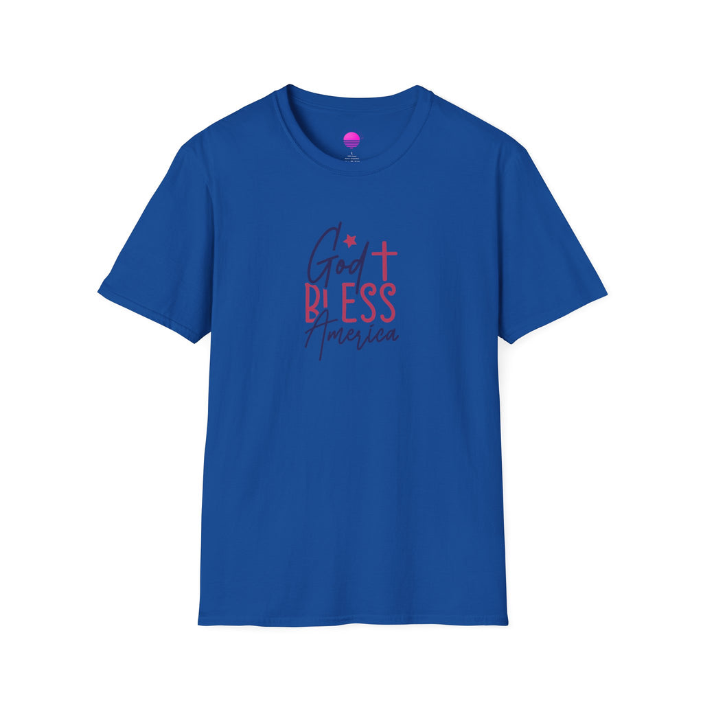 God Bless America Patriotic Christian T-Shirt with Cross
