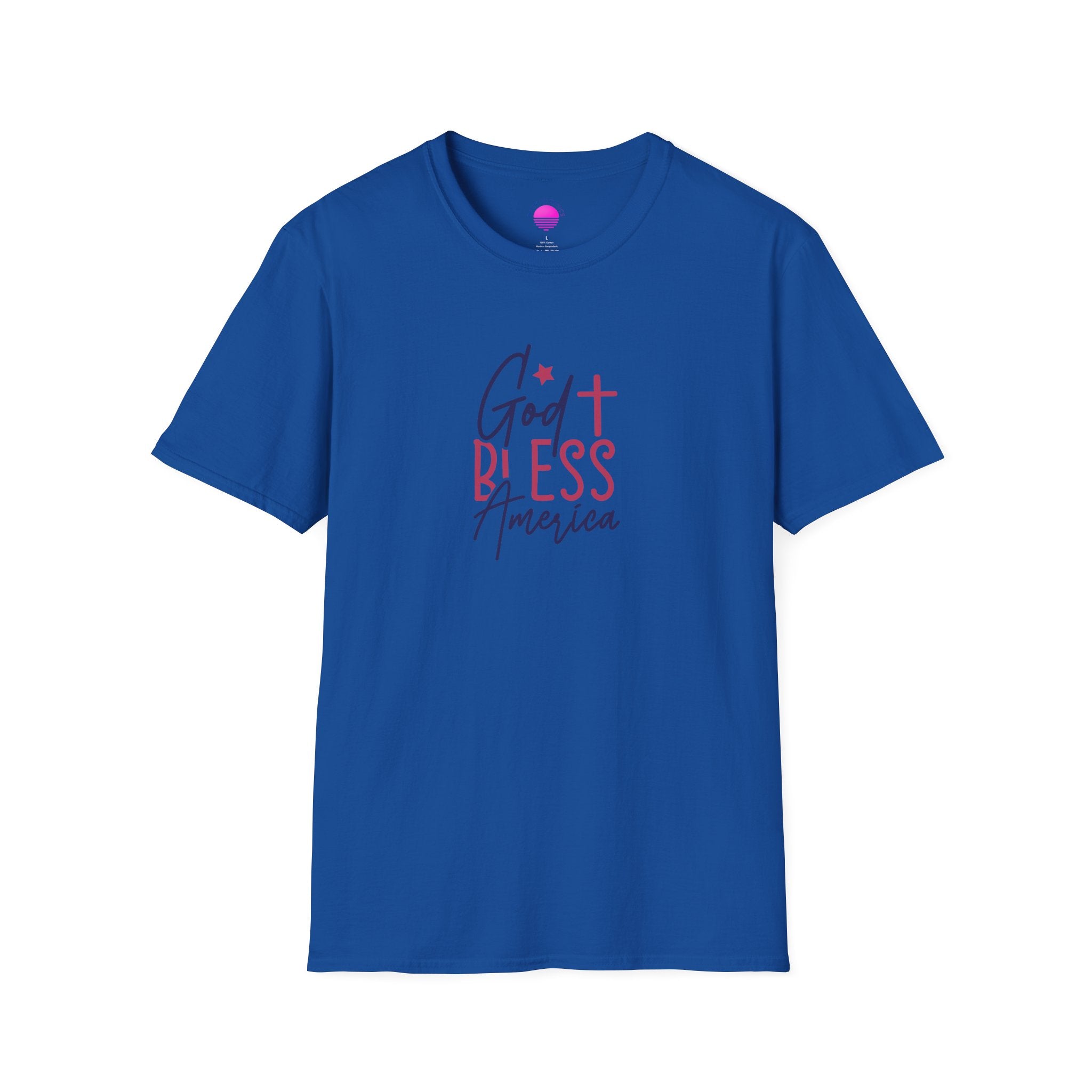 God Bless America Patriotic Christian T-Shirt with Cross
