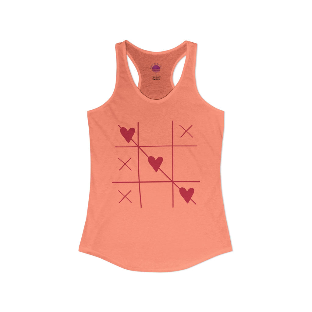 Heart Tic Tac Toe Women’s Racerback Tank — Cute Valentine’s Game Tee