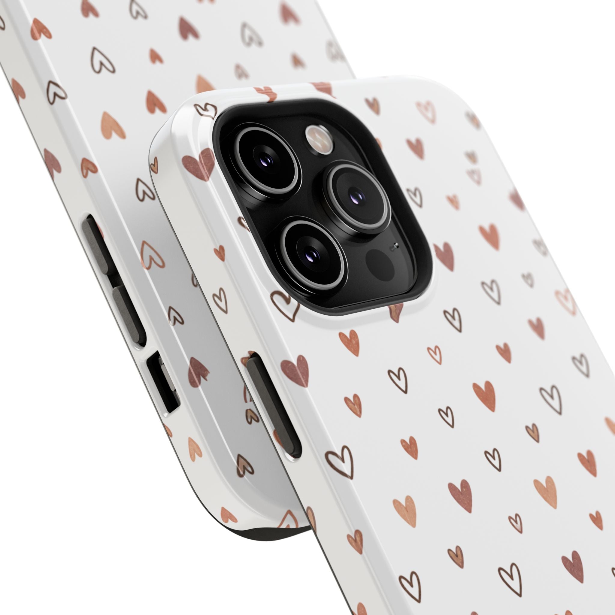 Heart Doodle Impact-Resistant Phone Case — Cute Neutral Tiny Hearts Design