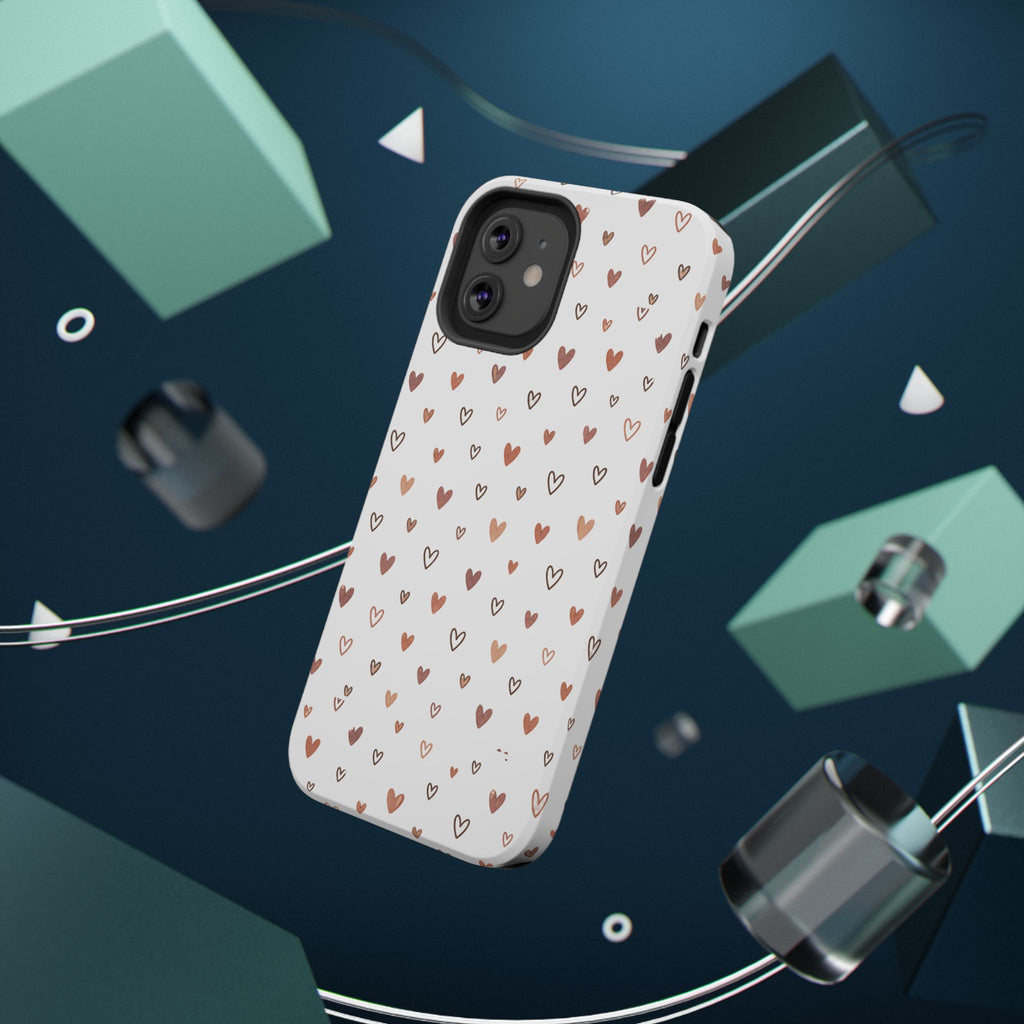 Heart Doodle Impact-Resistant Phone Case — Cute Neutral Tiny Hearts Design