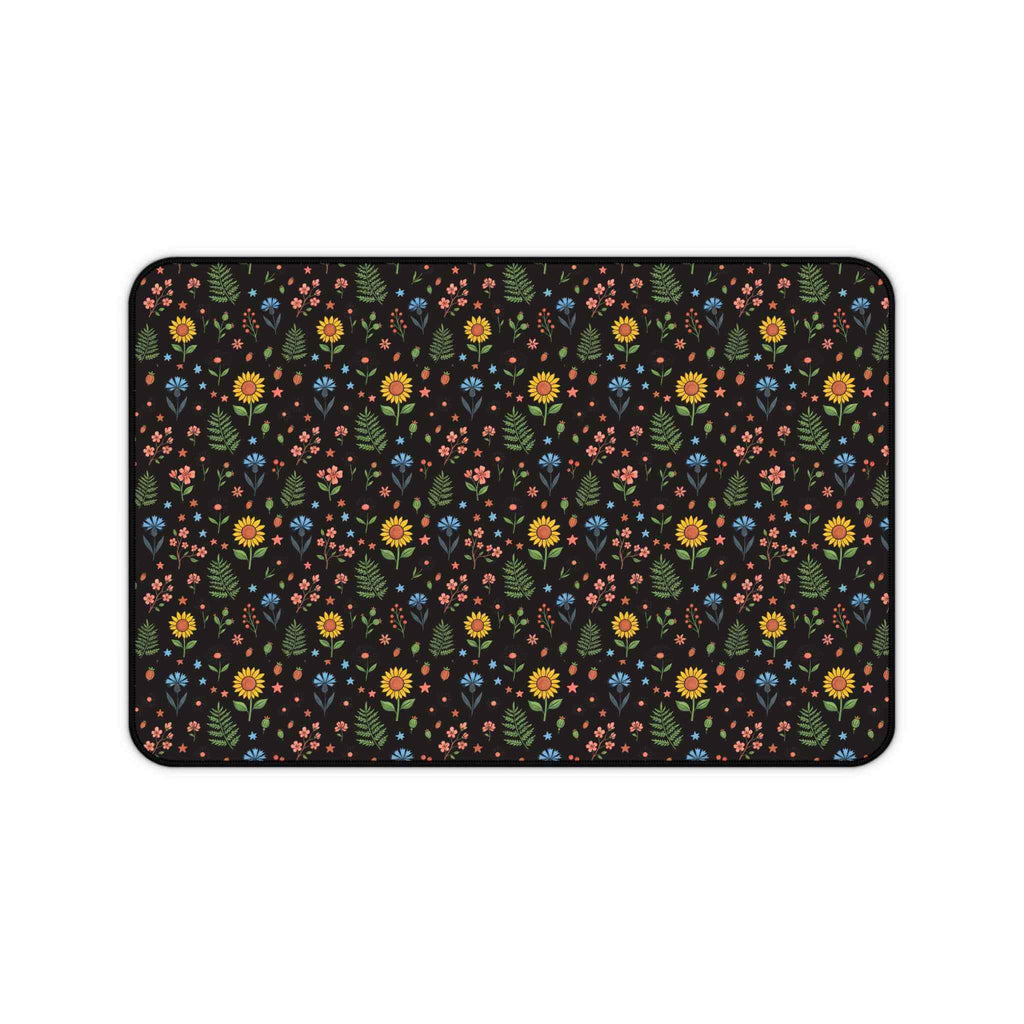 Floral Folk Art Desk Mat — Colorful Wildflower Pattern Mouse Pad