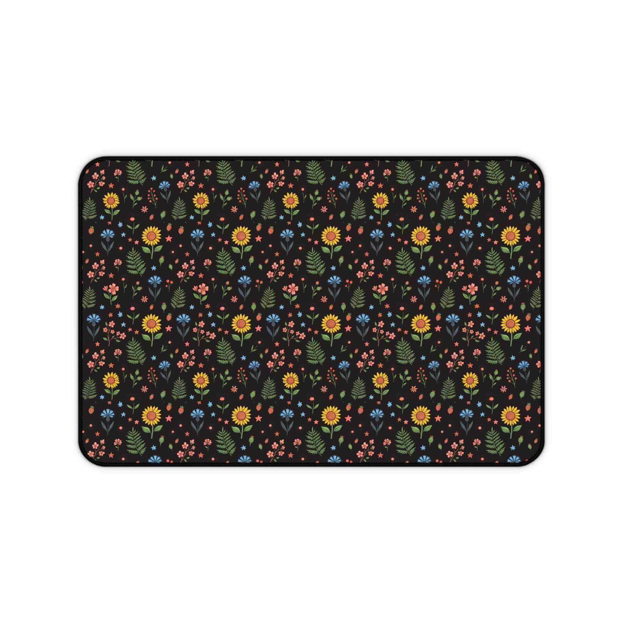 Floral Folk Art Desk Mat — Colorful Wildflower Pattern Mouse Pad